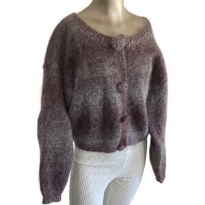 VTG Paul Et Duffier Mohair Wool Blend Cardigan Sweater Brown Ombre M Hong Kong